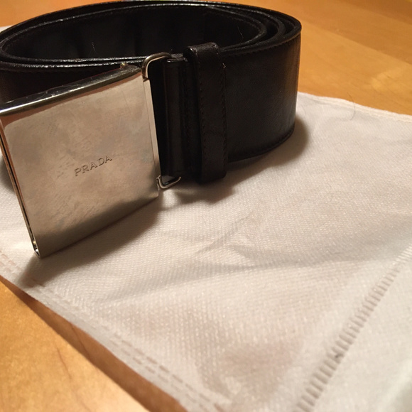 Prada Leather Logo Belt - 38\